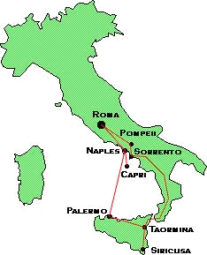 Map of Italy travels